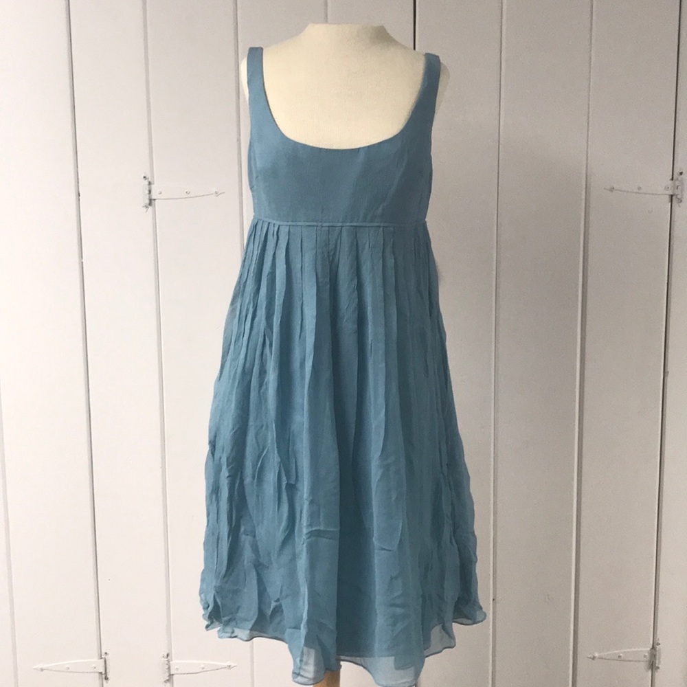 Dusty aqua blue chiffon formal bridesmaid dress